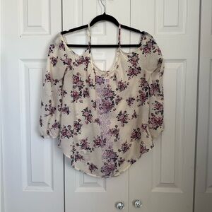 Rewind Floral Cream Women's Off The Shoulder Top